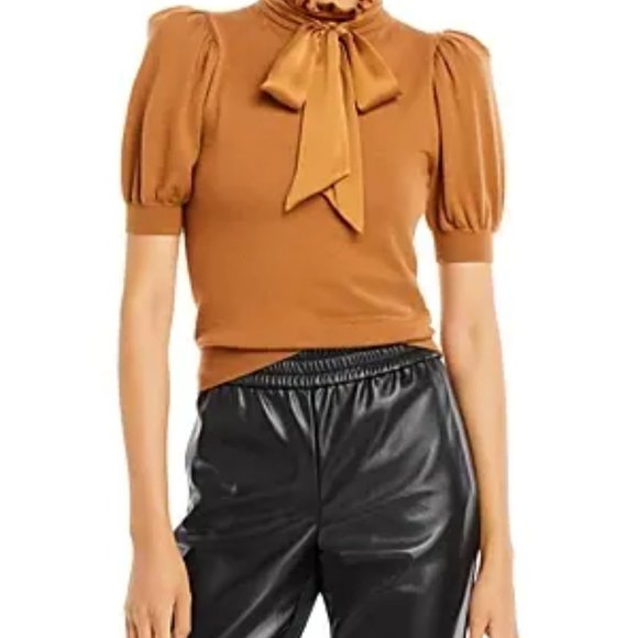 NWT$375 Alice + Olivia Chase Puff-Sleeve Ruffled Neck Wool Shirt Sweater Top XS - Picture 12 of 12